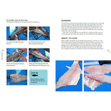 The Adlard Coles Sea Fishing guide offers step-by-step photos for filleting cod or pollack after boat fishing, covering cutting along the backbone, skinning tips, and prep for cooking—all with detailed close-up images.