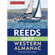 A sailboat sails on a sunny sea with hills beyond. Text: "Reeds Western Almanac 2027 by Reeds—coastal guide and navigation info for the UK coast (Cape Wrath to Padstow), The Caledonian Canal, and all of Ireland.