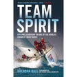 The book cover of "Team Spirit" from Adlard Coles, illustrated by Brendan Hall, highlights leadership and team dynamics amid the Clipper Round the World Yacht Race. The title and author's name are prominent, with a foreword by Sir Robin Knox-Johnston at the bottom.