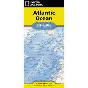 A National Geographic Atlantic Ocean Map showing seabed features and coastal regions of the North Atlantic.