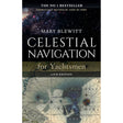 Book cover for "Celestial Navigation for Yachtsmen" by Adlard Coles, 13th edition, showcases a starry night sky with a vintage map and compass rose at the bottom, capturing the classic essence of sextant navigation.