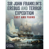 Illustration of two ships navigating icy waters in the North-West Passage, surrounded by icebergs and a stormy sky. Text: "Sir John Franklin's Erebus and Terror Expedition" by Adlard Coles. Royal Museums Greenwich logo at the bottom.