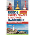 The "Reeds Lights, Shapes and Buoyage Handbook" by Simon Jollands is a must-have maritime guide. Featuring images of navigation lights, buoys, and lighthouses on a bright day, it's the ultimate pocket reference for sail and power.