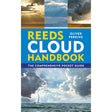 Reeds Cloud Handbook" by Oliver Perkins showcases four cloud images: beams of light, a dark storm cloud, wind turbines beneath clouds, and a sailboat under large white clouds. Subtitled "The Comprehensive Pocket Guide for Outdoor Enthusiasts.