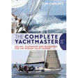 Cover of "The Complete Yachtmaster" by Tom Cunliffe, 10th edition, published by Adlard Coles. The upper section features a close-up image of a person sailing with waves crashing against the yacht, while the lower section displays a sailboat navigating calm waters. The text highlights "Sailing, Seamanship and Navigation Principles for the Modern Yacht Skipper," making it an ideal resource for RYA Yachtmaster certification.