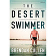 A man in swimwear stands in shallow water, facing away, with the book title "The Desert Swimmer" by Allen & Unwin displayed above—an inspirational true story of overcoming English Channel swim challenges and mental health recovery.