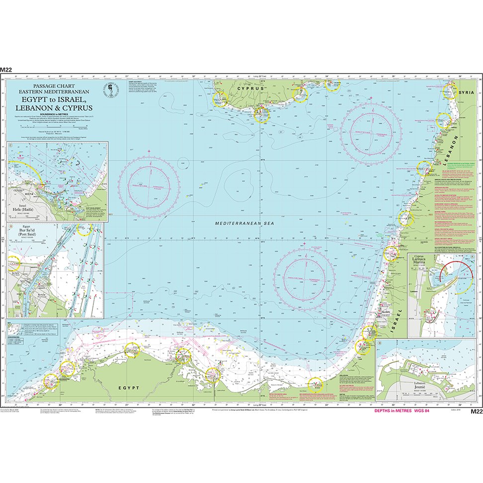 Imray Chart M22: Egypt to Israel, Lebanon and Cyprus chart
