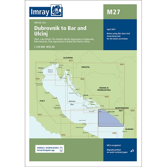 Imray Chart M27: Dubrovnik to Bar and Ulcinj cover