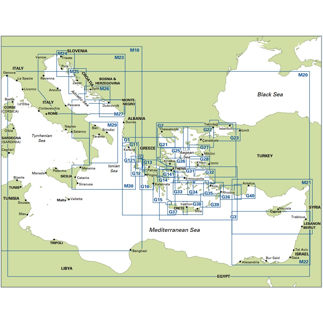 Imray Chart M27: Dubrovnik to Bar and Ulcinj Eastern Mediterranean series coverage diagram