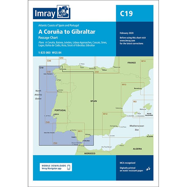 Imray Chart C19: A Coruña to Gibraltar cover