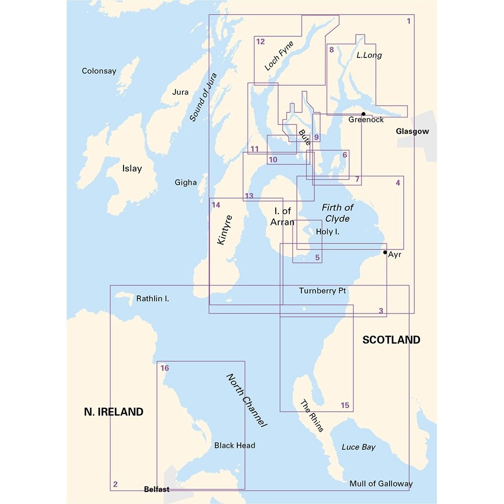 Imray Chart Pack 2900: Firth of Clyde including passages to Northern Ireland coverage diagram