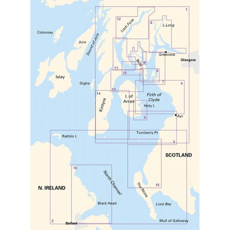 Imray Chart Pack 2900: Firth of Clyde including passages to Northern Ireland (Spiral Bound) coverage diagram
