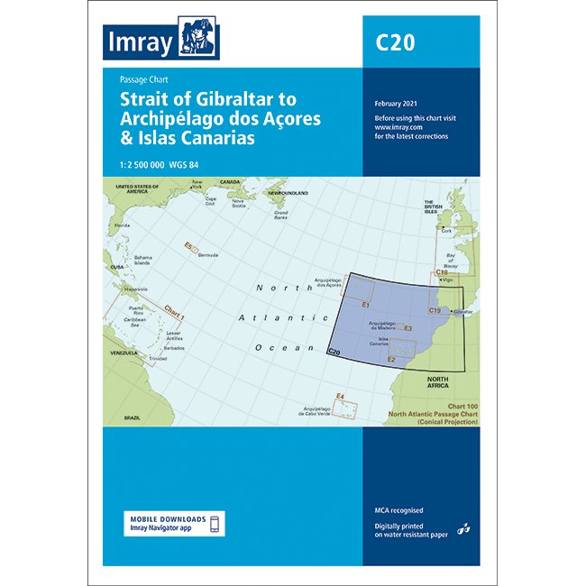 Imray Chart C20: Strait of Gibraltar to Archipélago dos Açores & Islas Canarias Passage Chart cover