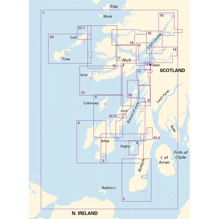 Imray Chart Pack 2800: Kintyre to Ardnamurchan (Spiral Bound) coverage diagram