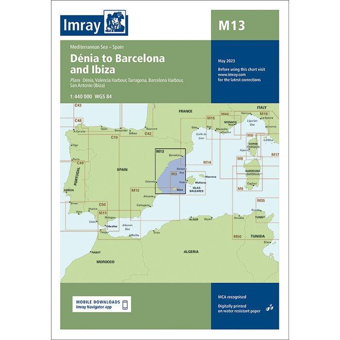 Imray Chart M13: Dénia to Barcelona and Ibiza cover