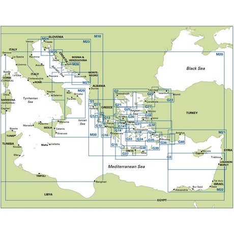 Imray Chart M24: Golfo di Trieste to Lošinj and Rab Eastern Mediterranean series coverage diagram