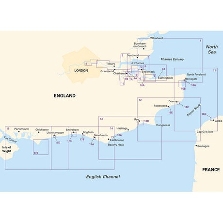 Imray Chart Pack 2100: Kent and Sussex Coasts (Spiral Bound) coverage diagram