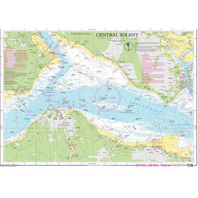 Imray Chart Y36L: Central Solent (Laminated) chart