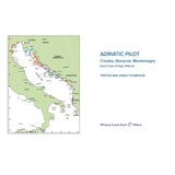 A map of the eastern Adriatic coast—Italy, Slovenia, Croatia, Montenegro, Albania—with regions labeled is featured on the "Adriatic Pilot" by Imray, perfect for those seeking an Adriatic Sea cruising guide. Title and authors appear on the right.