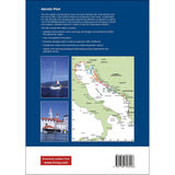 Back cover of Imray’s Adriatic Pilot, showing a map, photos of Croatia’s coast with boats and buildings, expert sailing info, and a barcode—ideal for Mediterranean navigation enthusiasts.