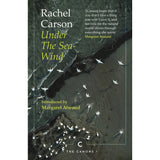 Book cover for Under the Sea-Wind by Rachel Carson, featuring an aerial view of waves meeting a shoreline and a flock of birds, with an introduction and pull quote by Margaret Atwood.