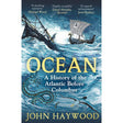 The illustrated cover of "Ocean" by Apollo features ships navigating stormy seas above mysterious sea creatures, evoking ocean exploration and pre-Columbian Atlantic history. Title, author, and praise quotes are prominently displayed at the top.