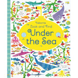 Colorful illustrated cover of Usborne's "Under the Sea Book and Jigsaw" features sea creatures like fish, crabs, octopuses, whales, and turtles among plants—a perfect ocean-themed set—with a yellow title bubble in the center.