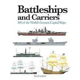 Cover of Battleships and Carriers featuring illustrations of various historic battleships and aircraft carriers stacked vertically.