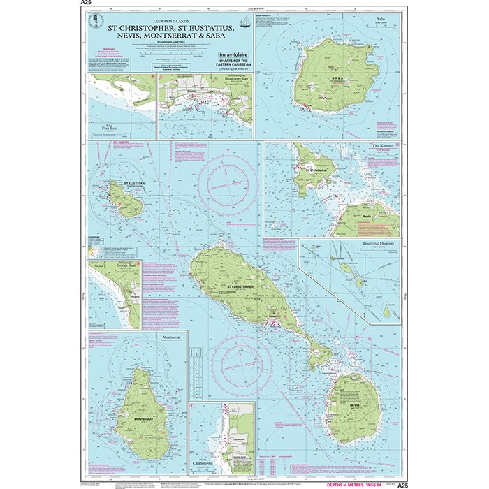 Imray Chart A25: St Eustatius, St Christopher, Nevis, Monserrat and Saba chart
