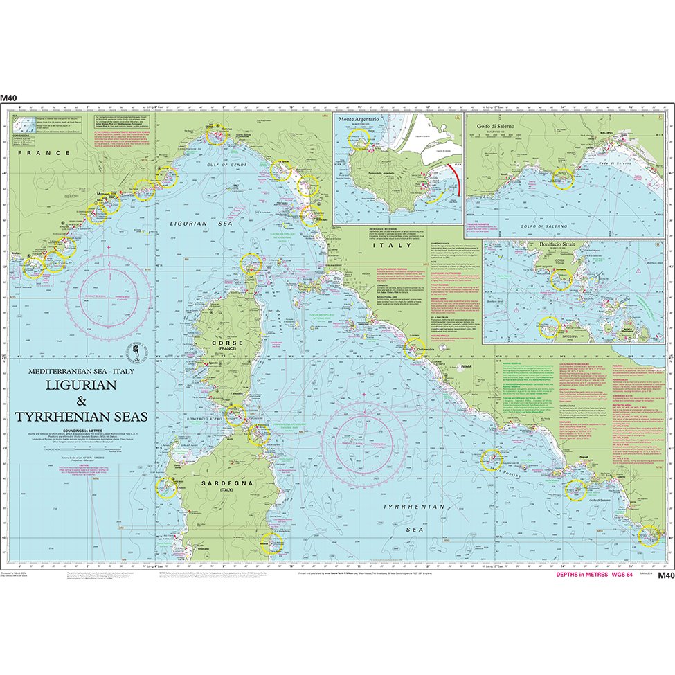 Imray Chart M40: Ligurian and Tyrrhenian Seas chart