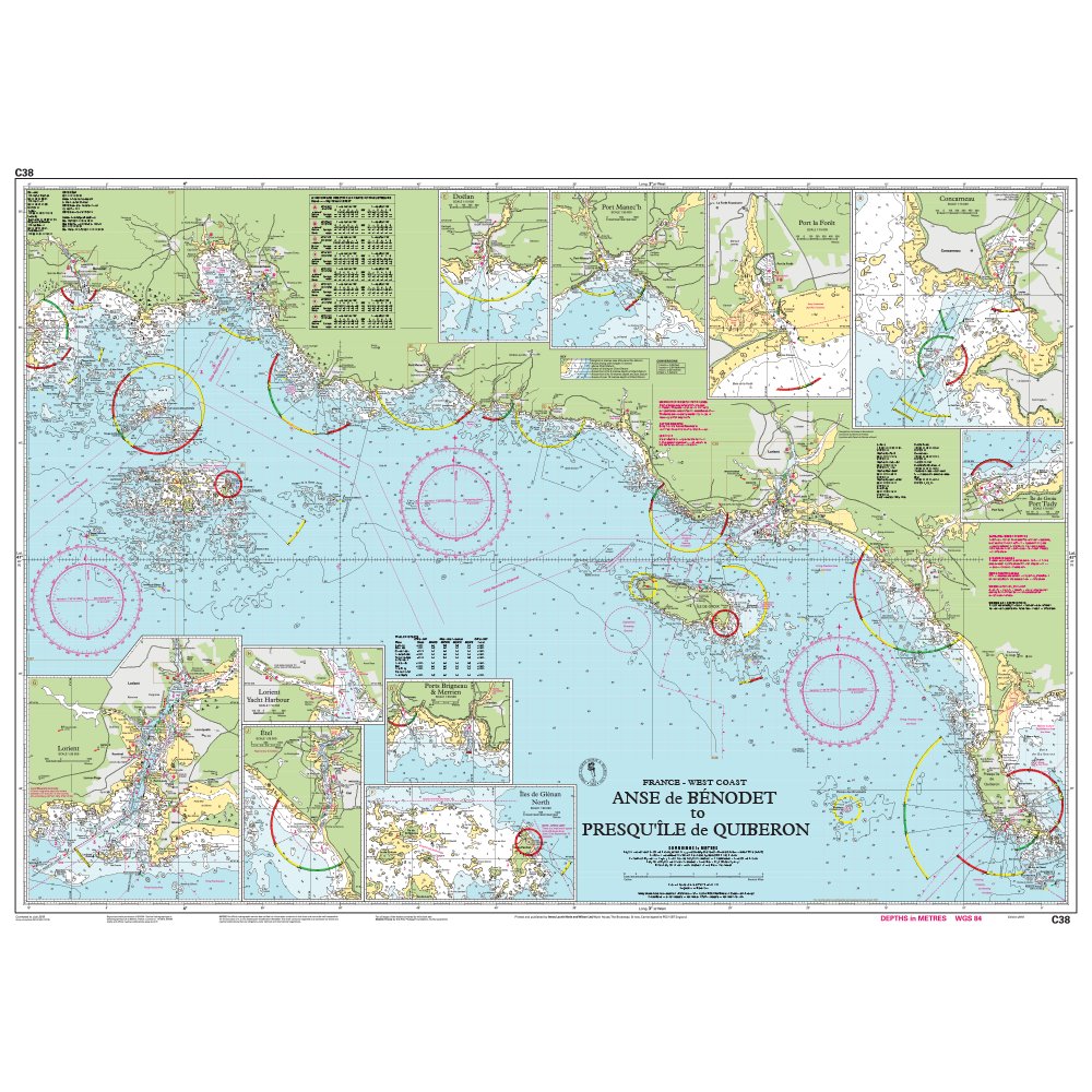 Imray Chart C38: Anse de Bénodet to Presqu'île de Quiberon chart