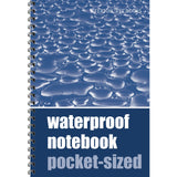 Fernhurst Books' Waterproof Notebook (Pocket-Sized) is a spiral-bound, blue-covered notepad with water droplet design—ideal for notes in any weather.
