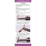 The Electrics Companion by Fernhurst Books provides step-by-step wiring guides with images of soldering irons and solder wire in use, featuring instructions on cleaning tips, applying solder, heating joints, and joining wires for boat electrics.