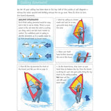 The Royal Yachting Association’s “RYA Go Windsurfing!” is a colorful beginner’s guide with step-by-step illustrations showing downwind windsurfing, labeled wind direction, and clear text instructions.