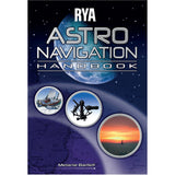 Book cover for "RYA Astro Navigation Handbook" by the Royal Yachting Association features a starry sky, moon, nautical charts, and three circles—capturing key elements of celestial navigation and Yachtmaster Ocean theory.
