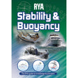 Cover of "RYA Stability and Buoyancy" by Royal Yachting Association, showing three boats, technical diagrams, and the subtitle "The RYA guide to knowledge & principles"—ideal for yachtmaster candidates—set on a green background.