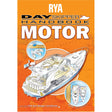 The Royal Yachting Association’s RYA Day Skipper Handbook Motor features an illustrated yacht and boat maneuvers on an orange nautical chart background—perfect for day skipper motor cruising courses.