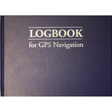 The "Logbook for GPS Navigation" by Fernhurst Books is a dark blue hardcover, compact and ideal for small chart tables, with the title in gold lettering on the front.