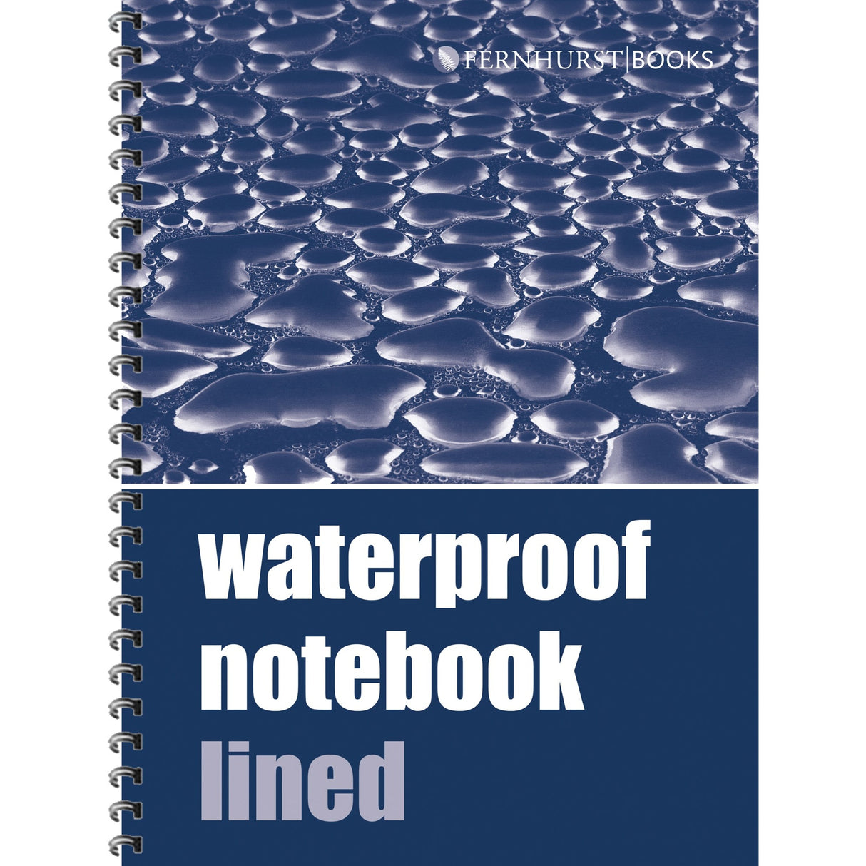 The cover of the Fernhurst Books Waterproof Notebook (Lined) shows droplets on a blue surface, with the product name and brand logo in the top right corner.