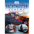 Cover of the Royal Yachting Association’s RYA Yachtmaster Scheme Instructor Handbook featuring instructors and students navigating, steering, and using boat controls against a blue nautical chart background.