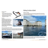 A guidebook page from the Royal Yachting Association’s RYA Personal Watercraft Handbook features photos of riders near white cliffs and open water, plus info on locations, racing, work use, and the RYA Personal Watercraft Proficiency Course.