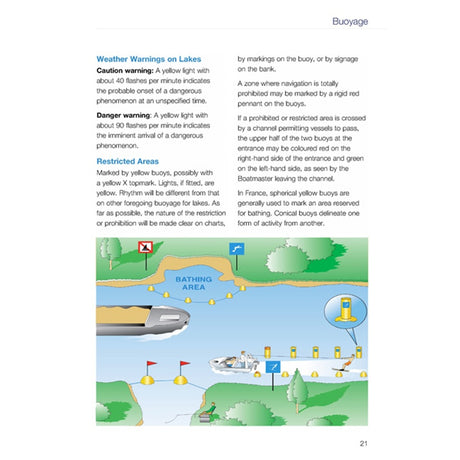 The Royal Yachting Association's RYA European Waterways Regulations guide covers inland waterways buoyage, weather warnings, restricted areas, and features illustrations—ideal for CEVNI test preparation.