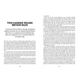 A two-page spread from "Knox-Johnston on Seamanship & Seafaring" by Fernhurst Books features the article "TWO-HANDED ROUND BRITAIN RACE," with dense serif text on pages 180-181 highlighting seamanship.