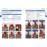 The Mirror Book by Fernhurst Books is a two-page sailing manual with step-by-step instructions for hoisting the spinnaker and gybing with a self-launching pole, plus nine photos of red-sailed Mirror dinghies in action.