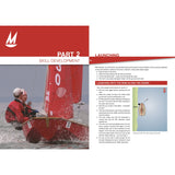 Two sailors in red jackets navigate a Mirror dinghy. Featured in the Mirror Book by Fernhurst Books, one page reads "Part 2 Skill Development," while the other gives sail tips and a diagram on launching with wind along the shore.