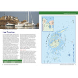 A two-page spread in Fernhurst Books’ North Brittany & Channel Islands Cruising Companion features Les Écréhous text, boat and islet photos, and pilotage with a detailed chart—an essential guide for cruising the region.