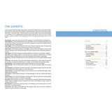 The Asymmetric Dinghy Book by Fernhurst Books displays "The Experts" with names and bios on the left page, while the right page presents a cleanly laid out table of contents, including chapters on sailing techniques and asymmetric dinghies.