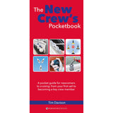 The cover of Fernhurst Books’ "New Crew's Pocketbook" is red with a grid of sailing images and white text, describing it as a guide for new crew to learn sailing basics and become valuable team members on a yacht.