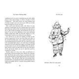 A black and white illustration of a person in oversized winter clothing holding a Mars bar and Fernhurst Books' Sailor's Bluffing Bible, with text on both sides—perfect for sailing or enjoying your favorite sailing book.