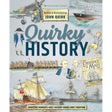 Cover of "Quirky History" by Fernhurst Books, featuring playful historical cartoons of ships, sailors, a diver, and a market ad in blue and yellow accents.